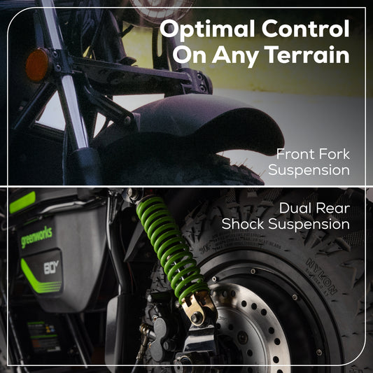 80V STEALTH Series Electric Mini-Bike: (2) 8.0 Ah Batteries and Dual-Port Rapid Charger