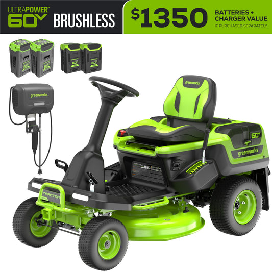 60V 30” CrossoverT Riding Lawn Tractor with (2) 8.0 Ah, (2) 4.0 Ah Batteries & 600-Watt Charger, CRT3061