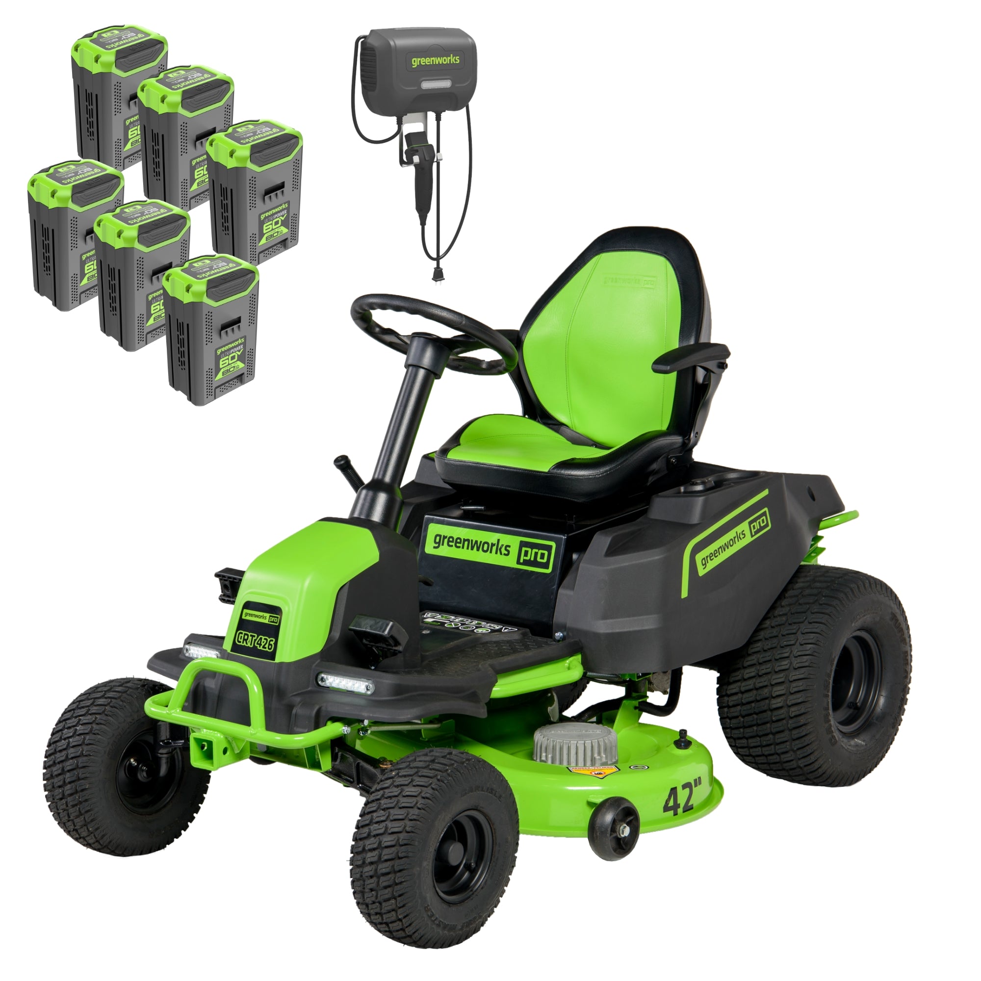 60V 42" Cordless Battery CrossoverT Riding Lawn Mower, (6) 8.0 Ah Batteries and 600W Wall Charger, CRT4262