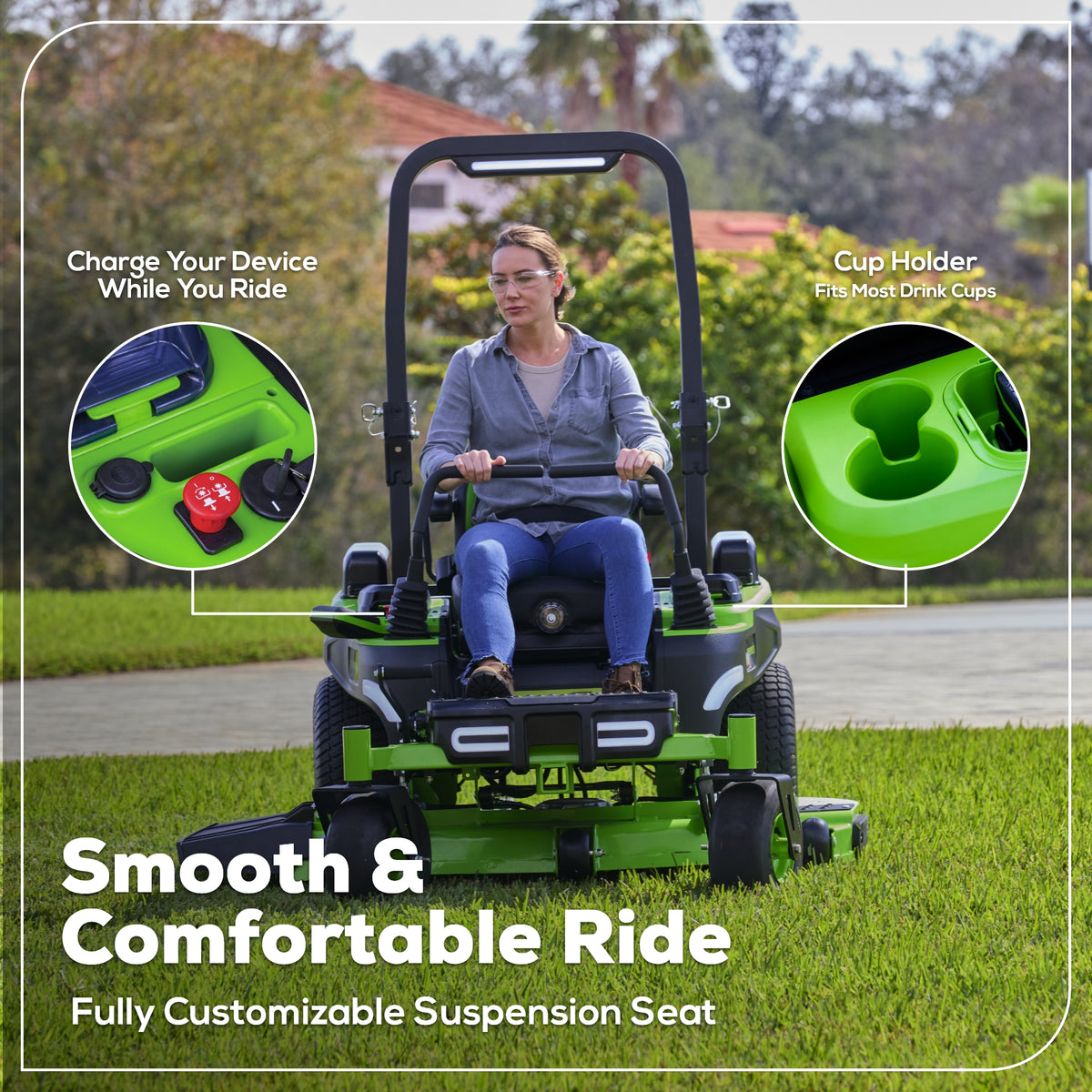 80V 60" MaximusZ Zero Turn Lawn Mower, (4) 8Ah Batteries: (2) 16Ah Batteries and 1.5kW Wall Charger, MZ6081
