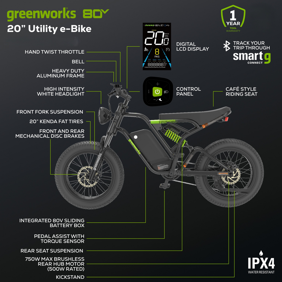 60V VENTURE Series 20" Fat Tire Electric Utility Bike (Tool Only)