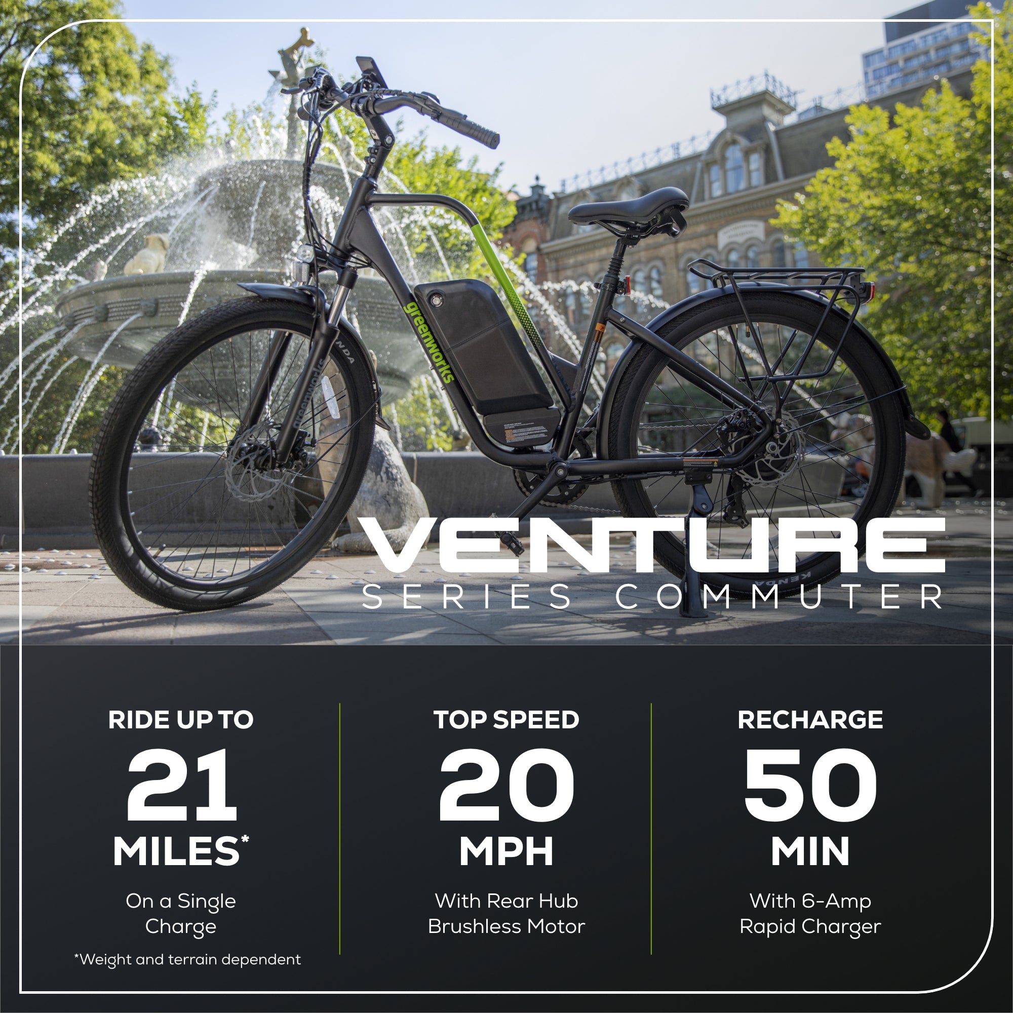 60V VENTURE Series 27.5" Electric Commuter Bike, 5Ah Battery and Charger