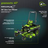 60V 54" MaximusZ Zero Turn Riding Mower with (2) 20.0 Ah, (4) 8.0 Ah Batteries and 1.5kW Charger, MZ5461