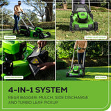 80V 21" Cordless Battery 4-in-1 Push Lawn Mower: 4.0 Ah Battery and Charger, LM2108