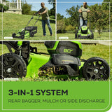 80V 21" Brushless 3-in-1 Push Lawn Mower: 4.0 Ah Battery and Charger, LM2138