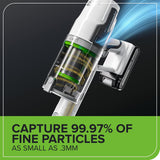 24V Cordless Battery White Stick Vacuum 3-in-1 Bundle: (2) 4.0 Ah USB Batteries and Charging Stand