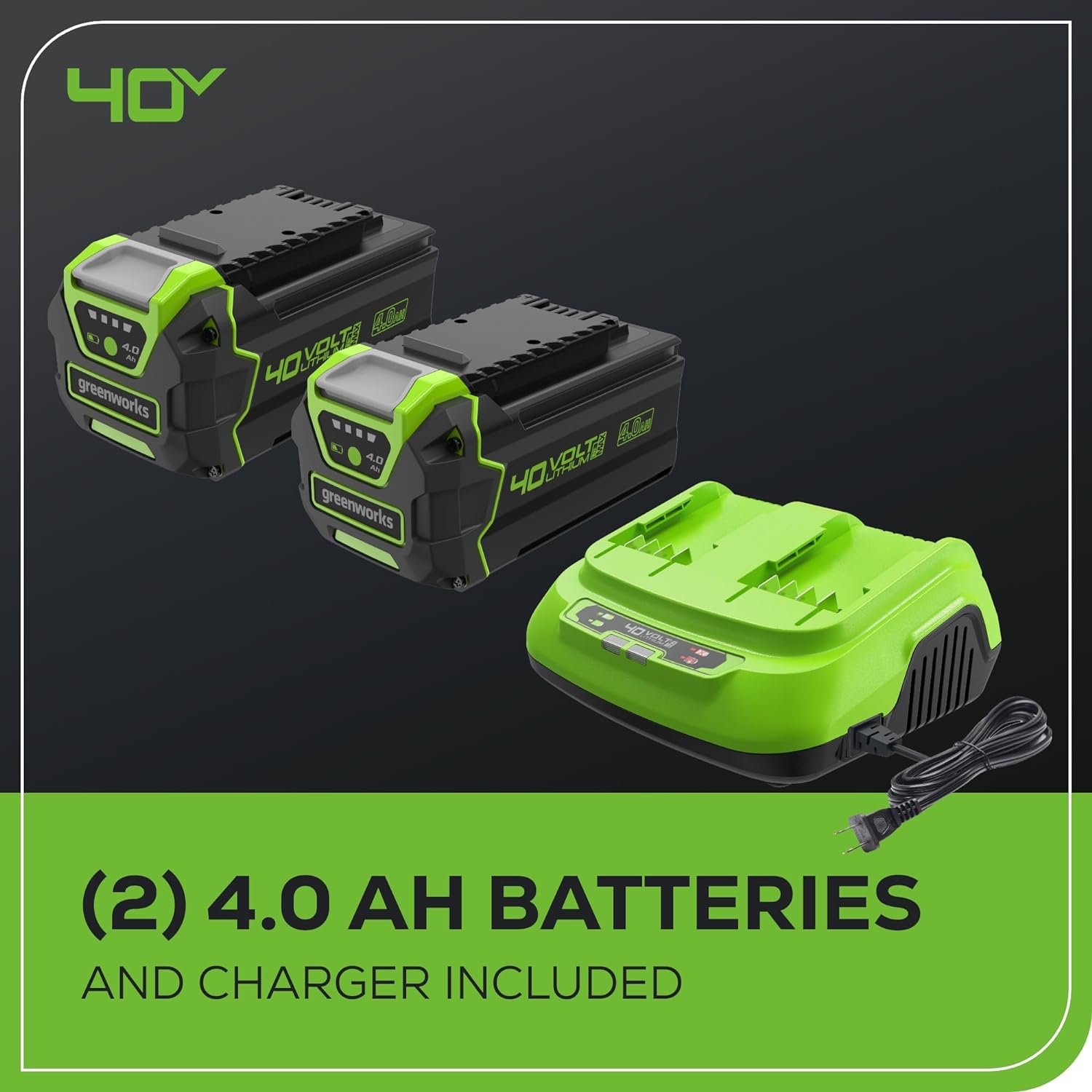 40V 25" Cordless Battery Brushless Dual Blade Self-Propelled Lawn Mower: (2) 4.0 Ah Batteries and Dual-Port Charger, LM2504S