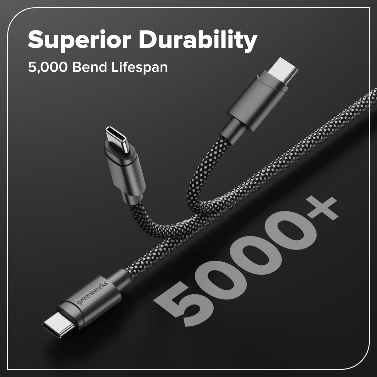 3FT 100W Fast Charging Cord, Bi-Directional USB-C