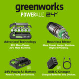24V PowerAll Brushless 4-1/2" Angle Grinder with Paint Removal Wheel & Accessories (Tool Only)