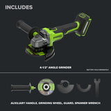 24V PowerAll Pro 4-1/2" Angle Grinder Kit with Grinding Wheel & Accessories
