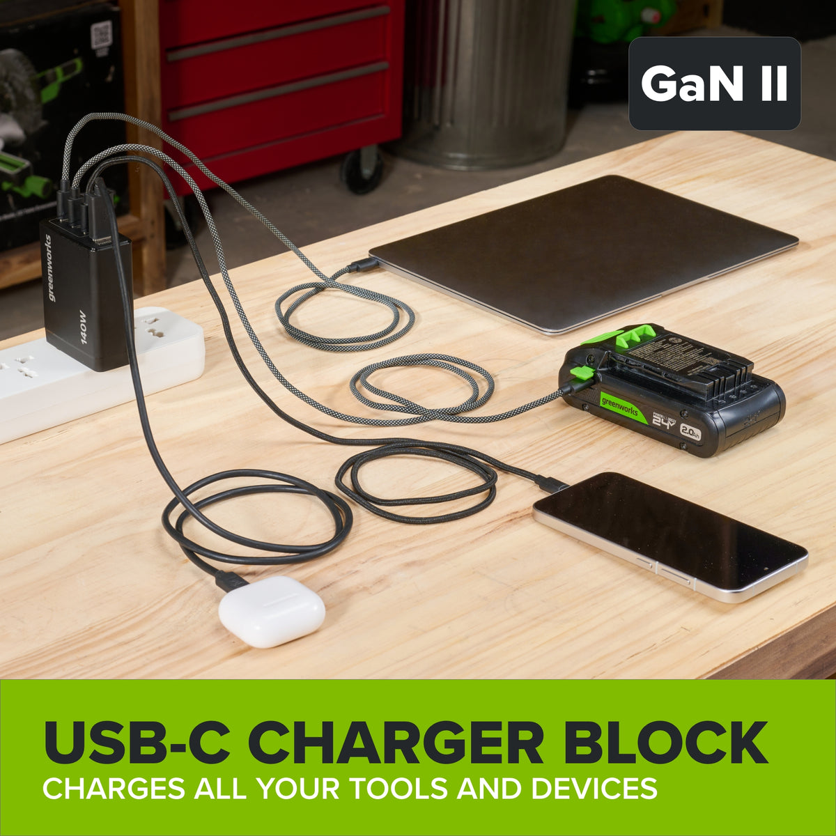 24V PowerAll Charger Set with 140W USB-C Charger Block and (2) 3.3' 100W USB-C Cables