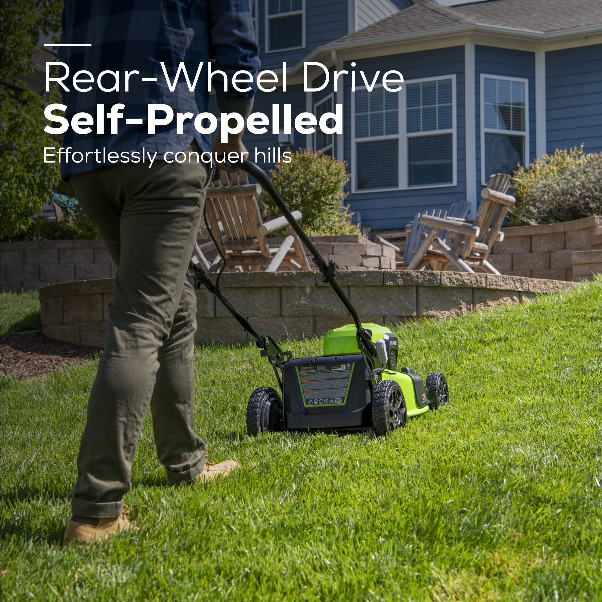 OPEN BOX 48V (24V x 2) 21" Cordless Battery Self-Propelled Mower 3PC Combo Kit: (2) 5.0Ah Batteries,(1) 2.0 Ah Battery,(1) Dual-Port Rapid Charger and (1) Charger