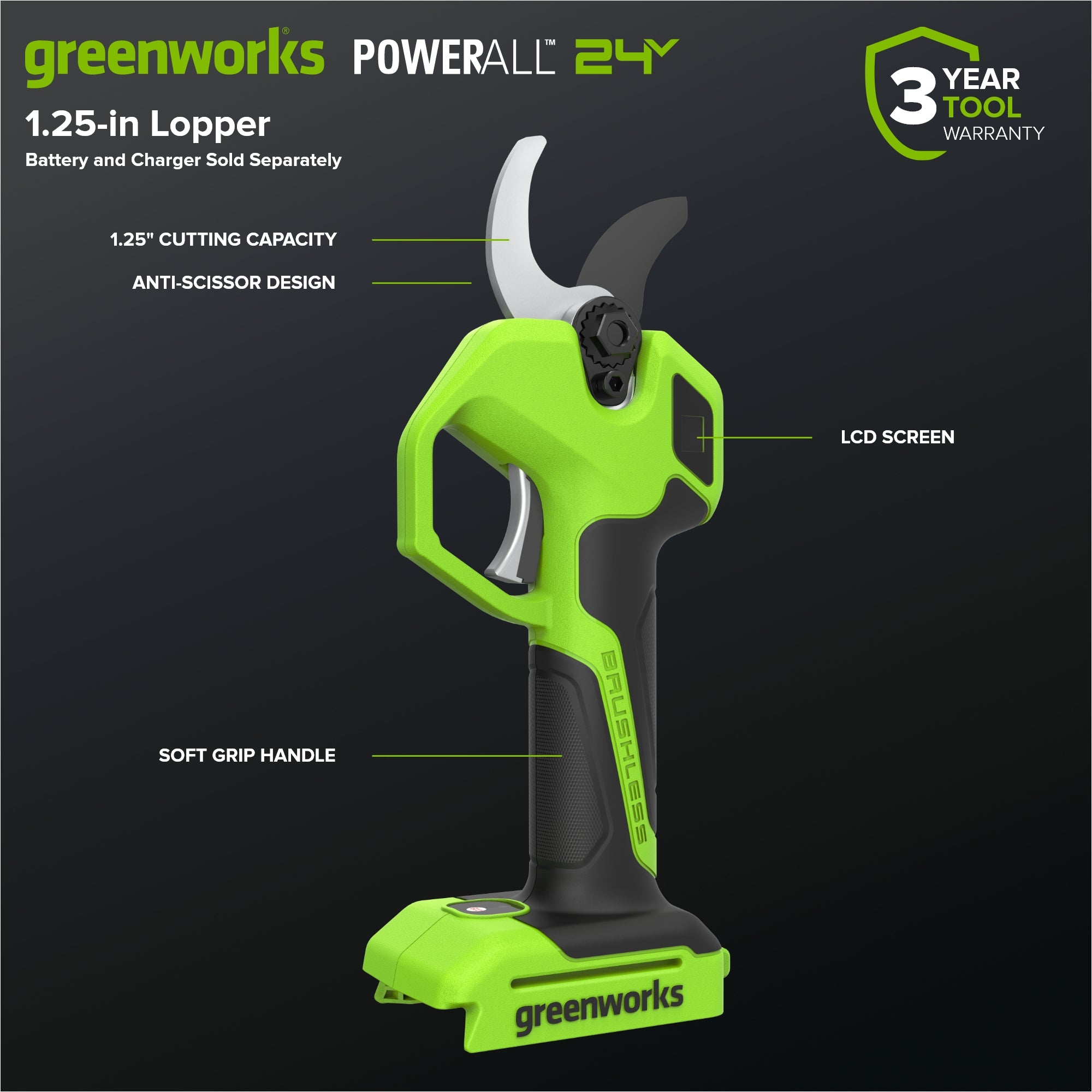 24V 1.25" Pruning Shear (Tool Only)