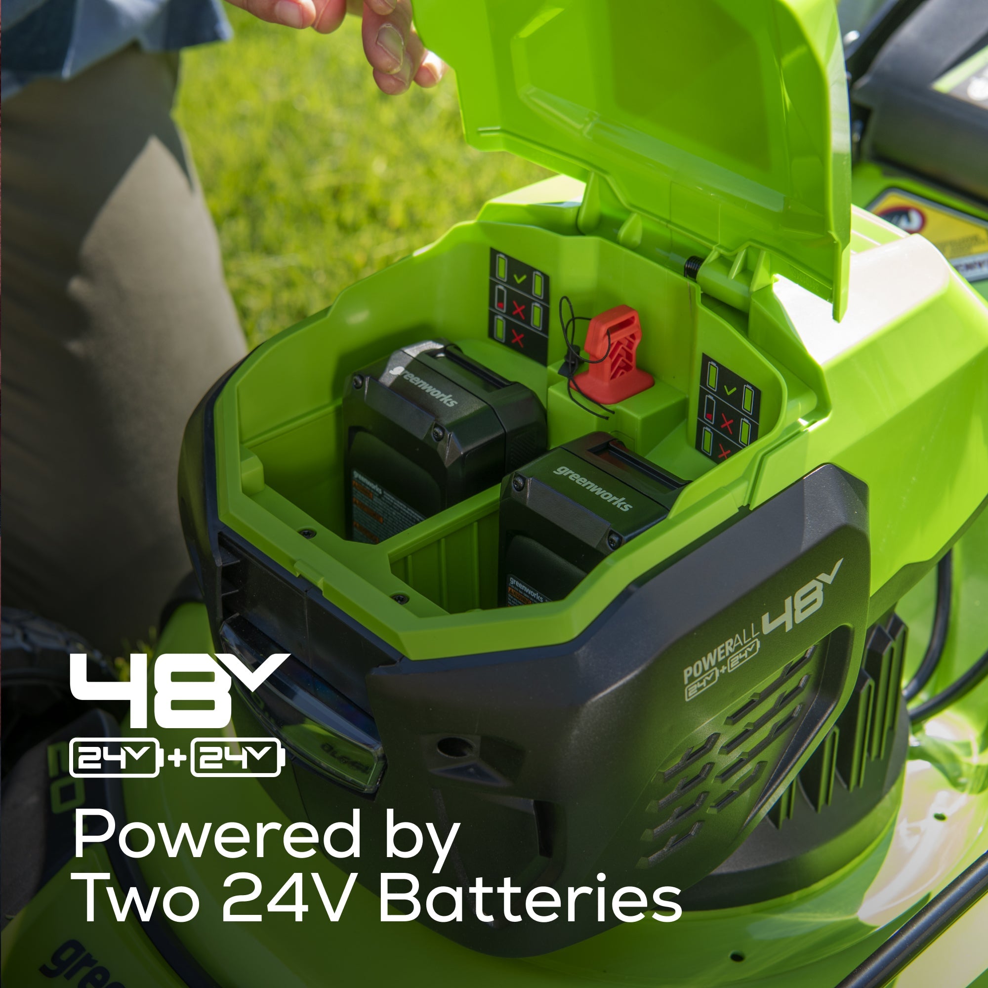 48V (24V x 2) 20" Cordless Battery Push Mower 3PC Combo Kit: (2) 4.0 Ah USB Batteries,(1) 2.0 Ah Battery,(1) Dual-Port Rapid Charger and (1) Charger
