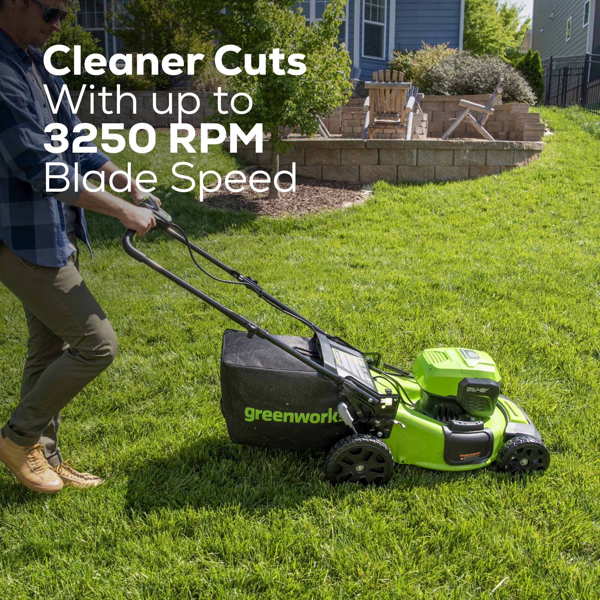 48V (24V x 2) 20" Cordless Battery Push Mower 3PC Combo Kit: (2) 4.0 Ah USB Batteries,(1) 2.0 Ah Battery,(1) Dual-Port Rapid Charger and (1) Charger