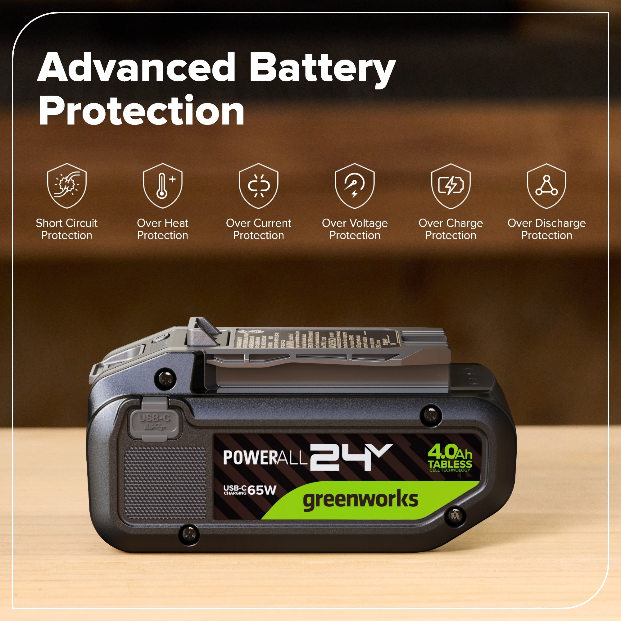 24V 4.0 Ah Tabless Battery with Bi-Directional USB-C Port