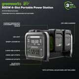 24V 500W Portable Power Station, (4)4.0 Ah Battery and Charger