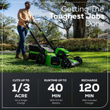 40V 21" Cordless Battery Self-Propelled Mower 3pc Combo Kit: 5.0 Ah Battery and Charger