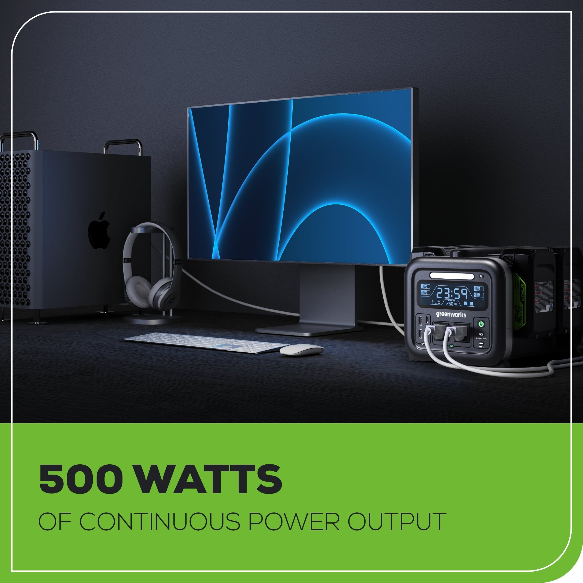 24V 500W Portable Power Station, (4)4.0 Ah Battery and Charger