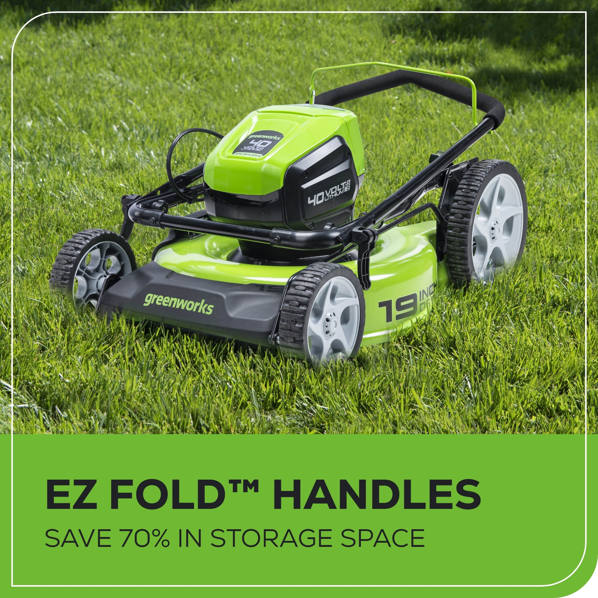 40V 19" Cordless Battery Push Lawn Mower: 5.0 Ah Battery and Charger, LM1934