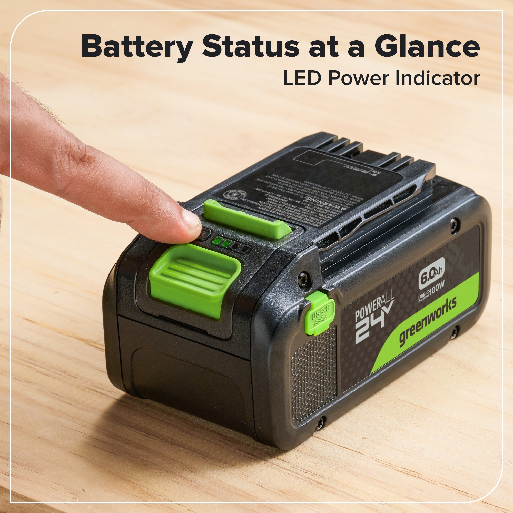 24V 6.0 Ah Battery with Bi-Directional USB-C Port