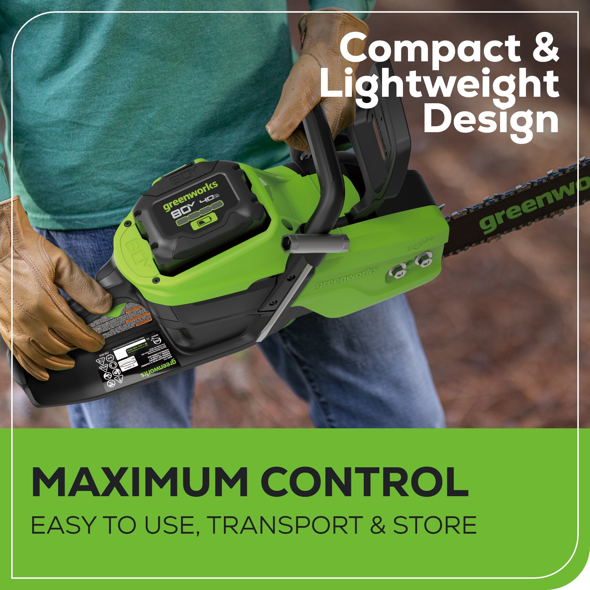 80V 18" 2.5kW Cordless Battery Chainsaw, (1) 4Ah Battery and 2A Charger