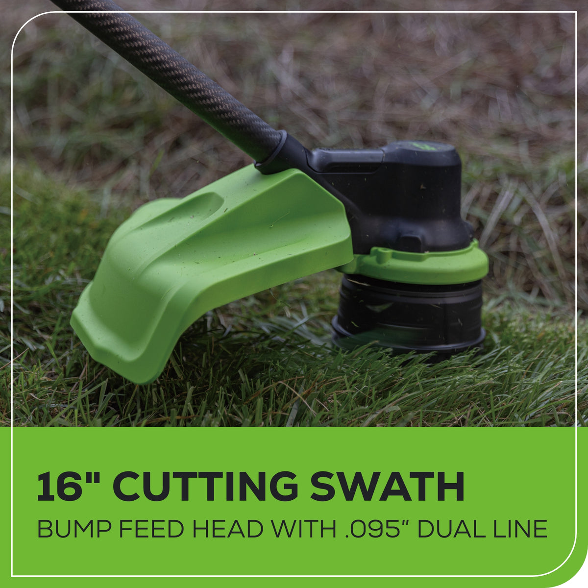 80V Cordless 16" Brushless Carbon Fiber String Trimmer: (1) 2.0 Ah Battery, (1) 2A Charger