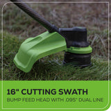 80V Cordless 16" Brushless Carbon Fiber String Trimmer: (1) 2.0 Ah Battery, (1) 2A Charger