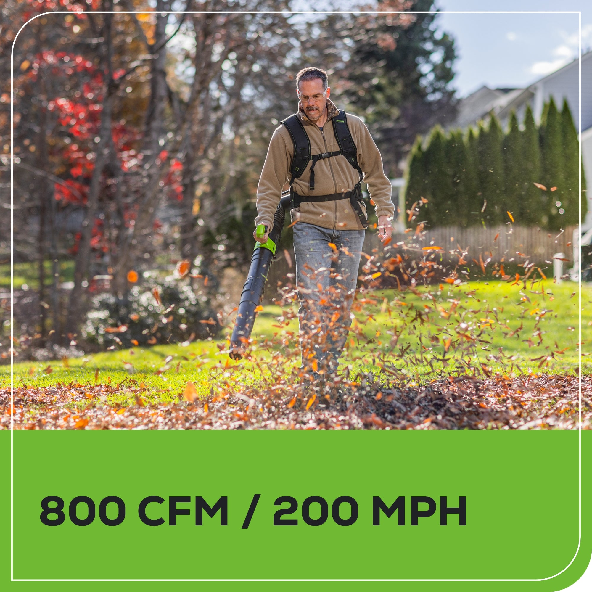 80V 800CFM Cordless Battery Dual-Port Backpack Blower: (2) 5Ah Battery and Dual-Port Rapid Charger