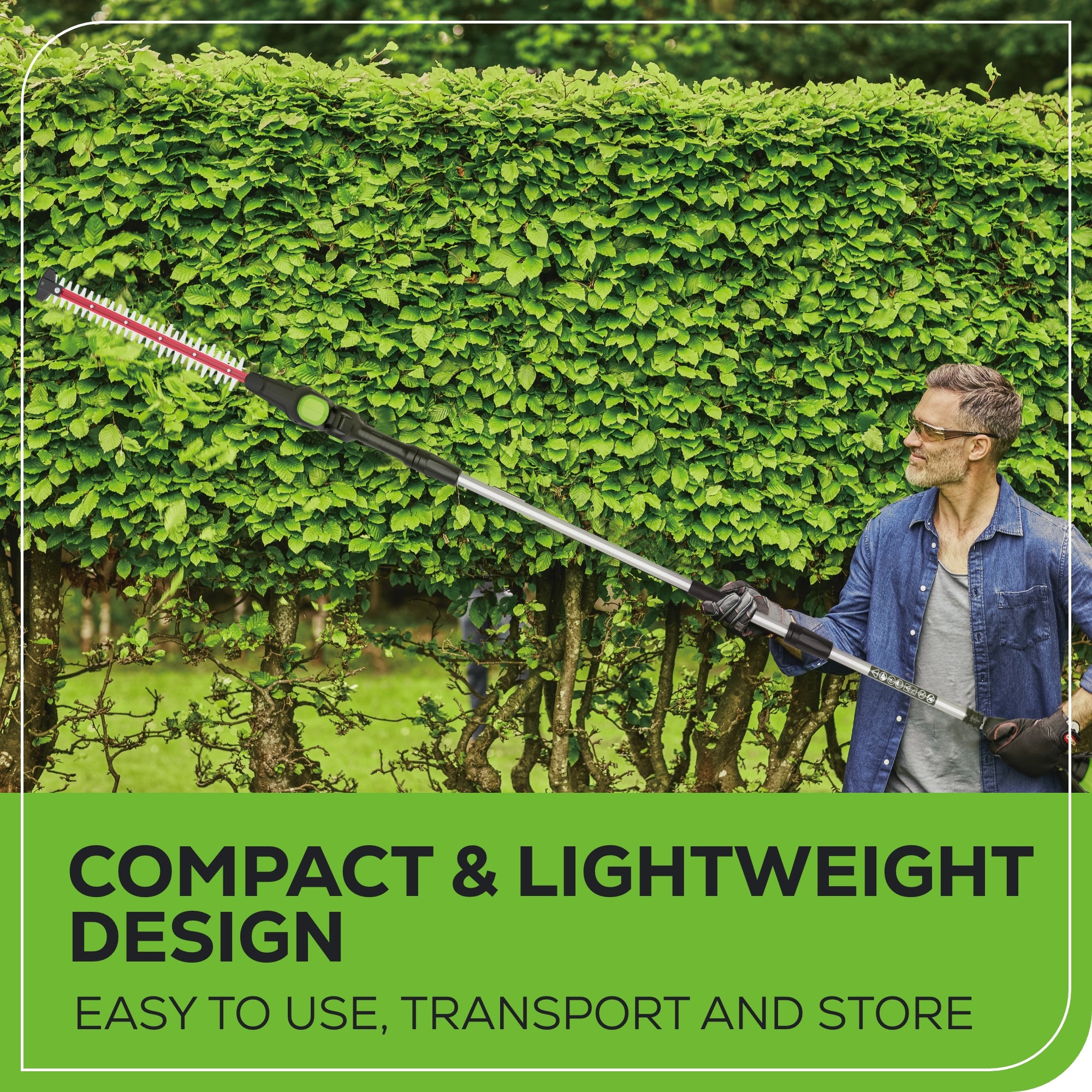 80V 20" Cordless Battery Pole Hedge Trimmer (1.2" cut, 4000 SPM): 2.0 Ah Battery and Charger