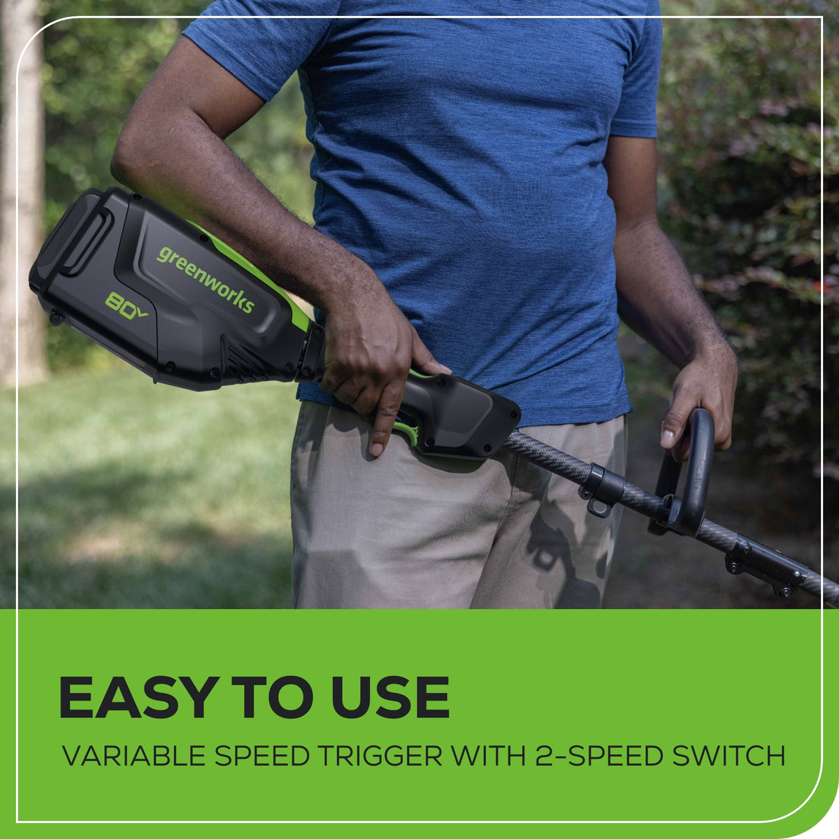 80V Cordless 16" Brushless Carbon Fiber String Trimmer: (1) 2.0 Ah Battery, (1) 2A Charger