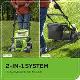 48V (24V x 2) 17" Cordless Battery Push Lawn Mower: (2) 4.0 Ah Batteries and Dual-Port Charger, LM1702