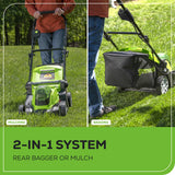 48V (24V x 2) 17" Push Cordless Lawn Mower, 320CFM Leaf Blower and 12" String Trimmer Combo Kit: (2) 4.0 Ah USB Batteries
