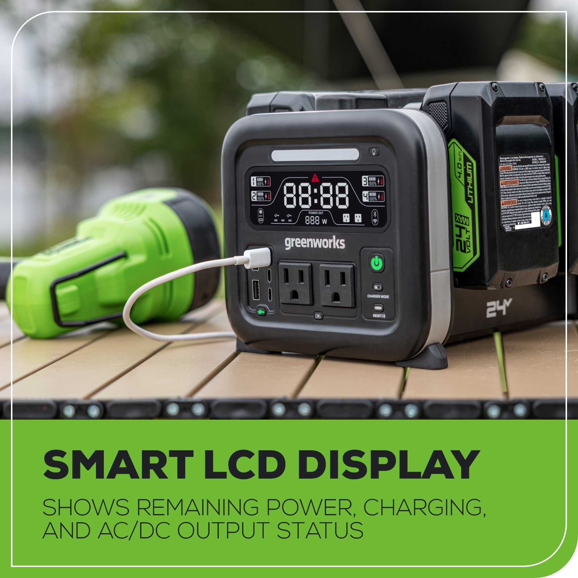 24V 500W Portable Power Station, (4)4.0 Ah Battery and Charger