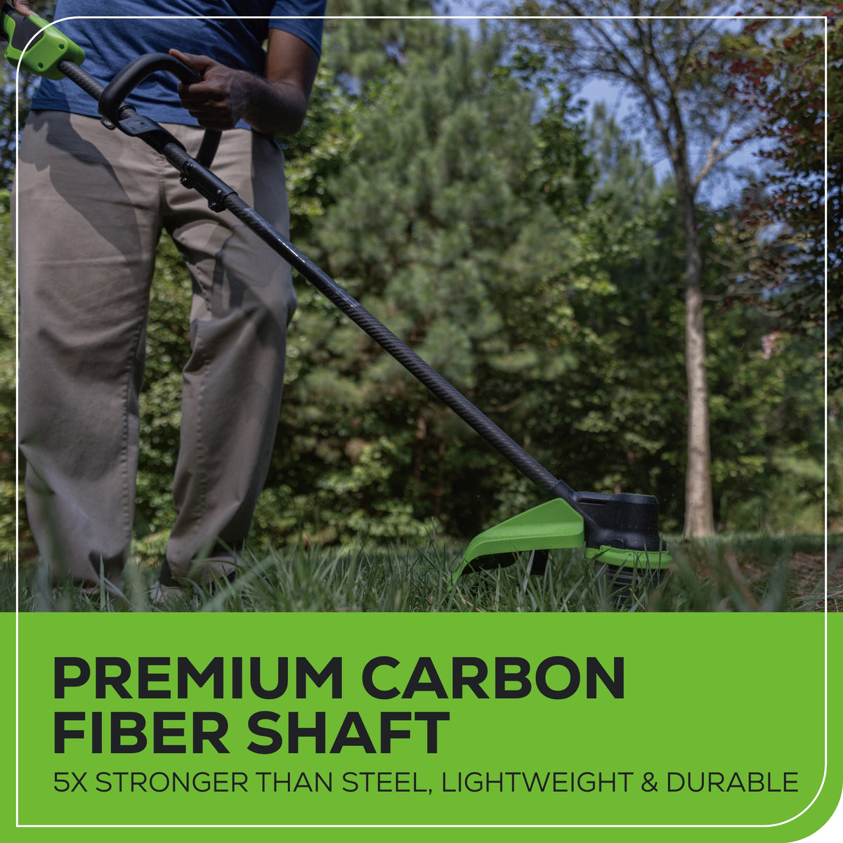 80V Cordless 16" Brushless Carbon Fiber String Trimmer: (1) 2.0 Ah Battery, (1) 2A Charger