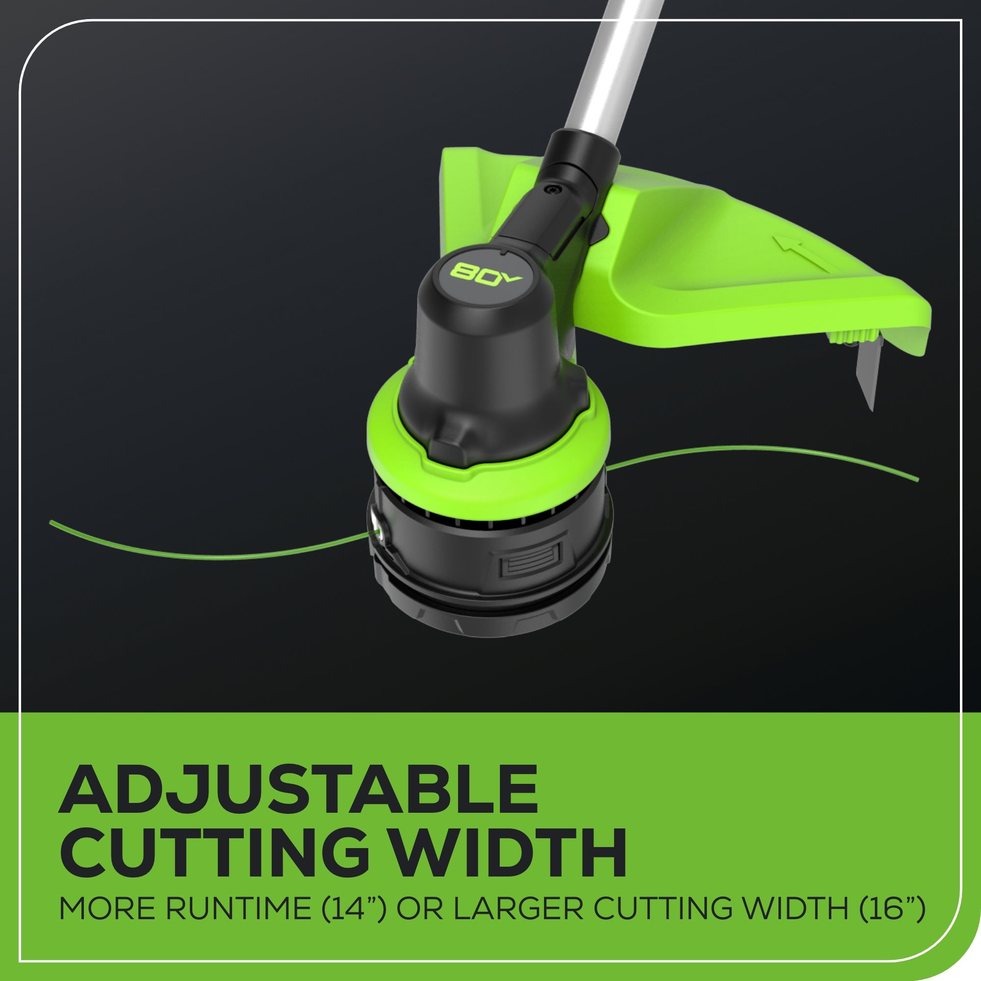 80V 16" Cordless Brushless String Trimmer: 2.0 Ah Battery and 2Amp Charger