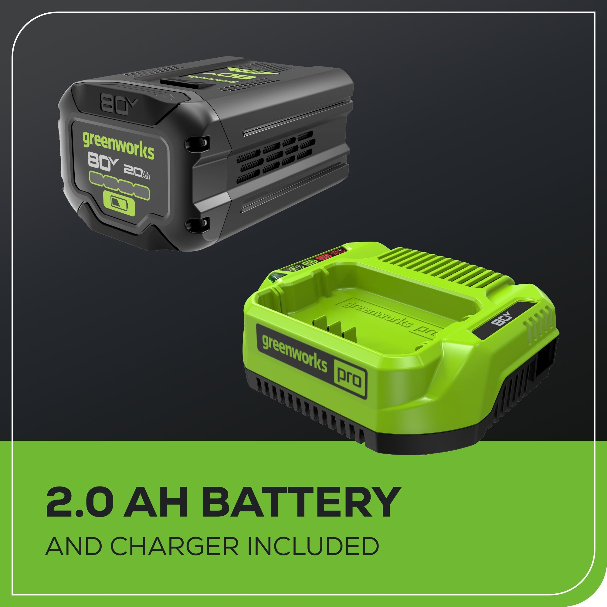 80V 16" Cordless Brushless String Trimmer: 2.0 Ah Battery and 2Amp Charger