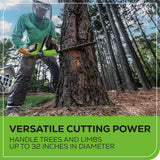 80V 18" 2.5kW Cordless Battery Chainsaw, (1) 4Ah Battery and 2A Charger
