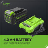 40V 16" Cordless Battery Brushless Push Lawn Mower: 4.0 Ah Battery and Charger, LM1624