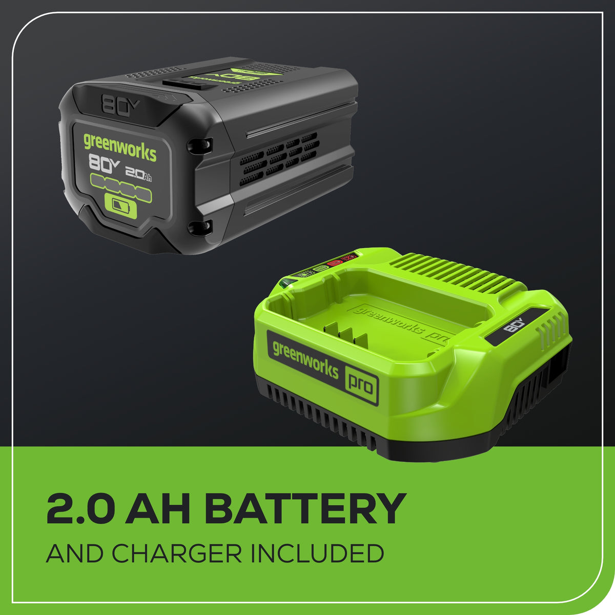 80V Cordless 16" Brushless Carbon Fiber String Trimmer: (1) 2.0 Ah Battery, (1) 2A Charger