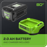 80V Pro 10" Cordless Battery Pole Saw: 2.0 Ah Battery and Charger