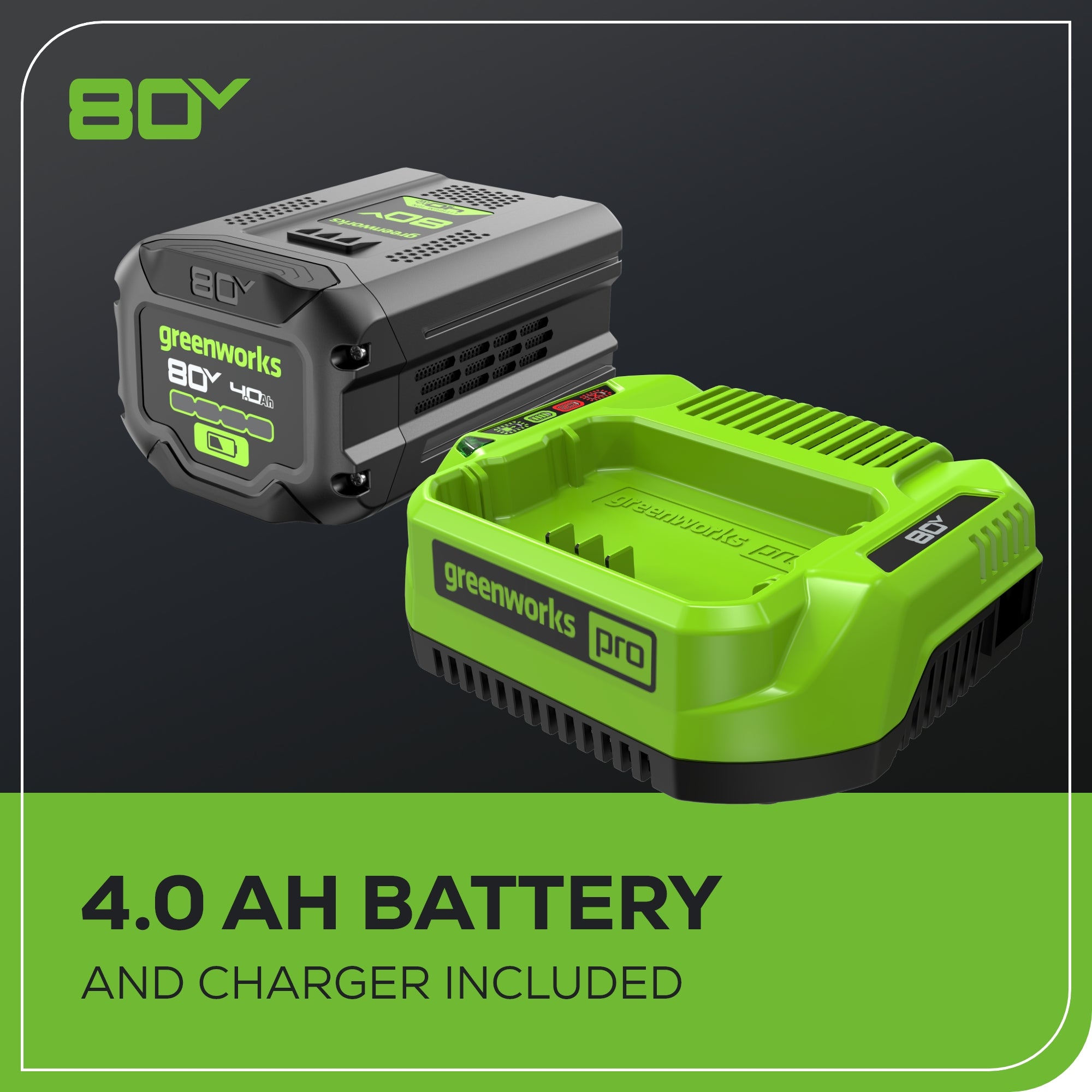 80V 18" 2.5kW Cordless Battery Chainsaw, (1) 4Ah Battery and 2A Charger
