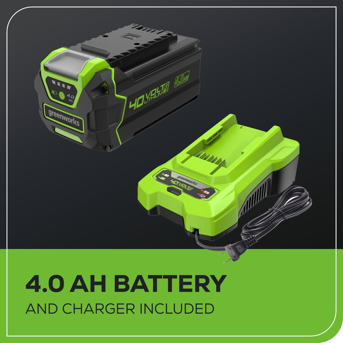 40V 20" Cordless Battery 4-in-1 Push Lawn Mower: 4.0 Ah Battery and 2A Charger, LM2054