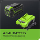 40V 20" Cordless Battery 4-in-1 Push Lawn Mower: 4.0 Ah Battery and 2A Charger, LM2054