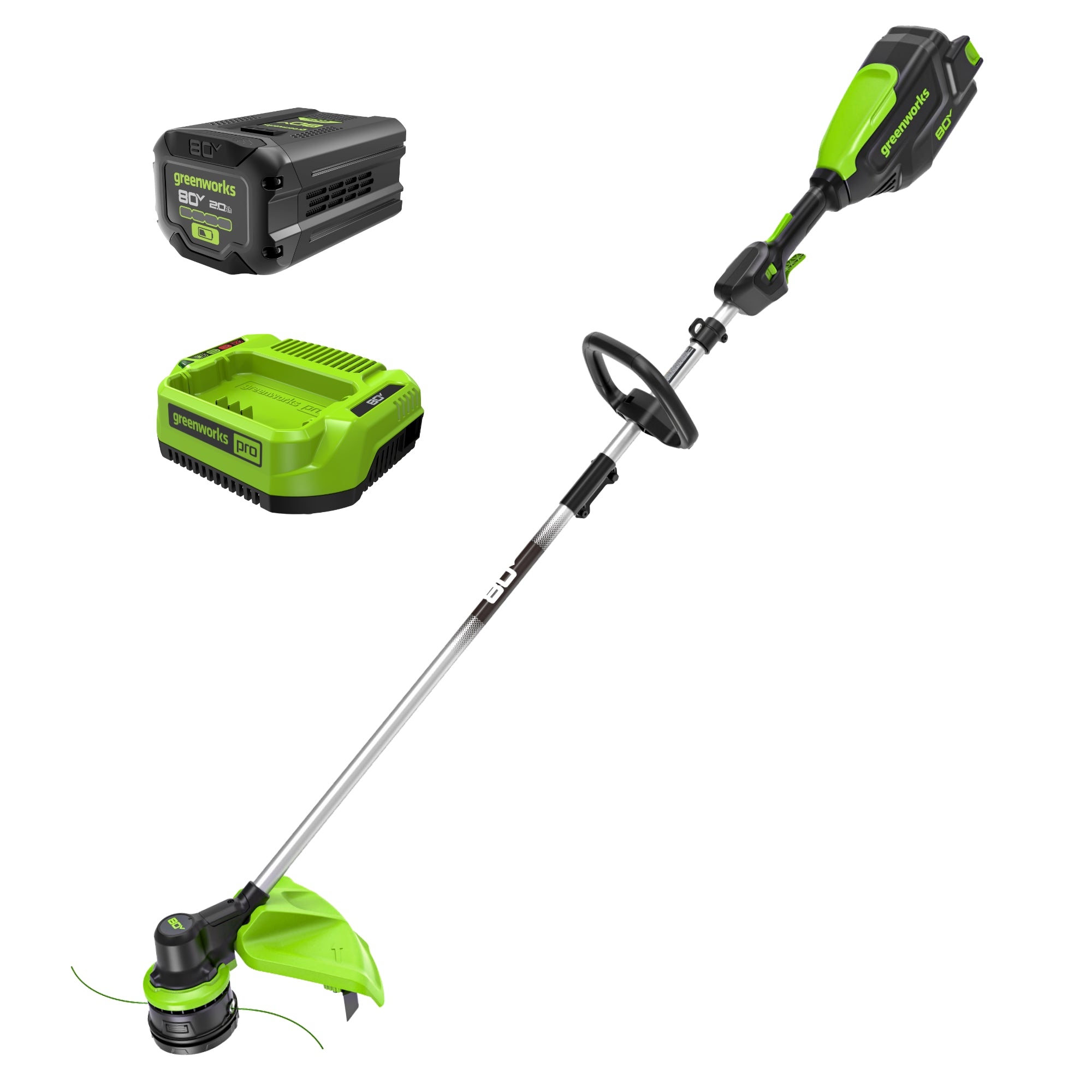 80V 16" Cordless Brushless String Trimmer: 2.0 Ah Battery and 2Amp Charger