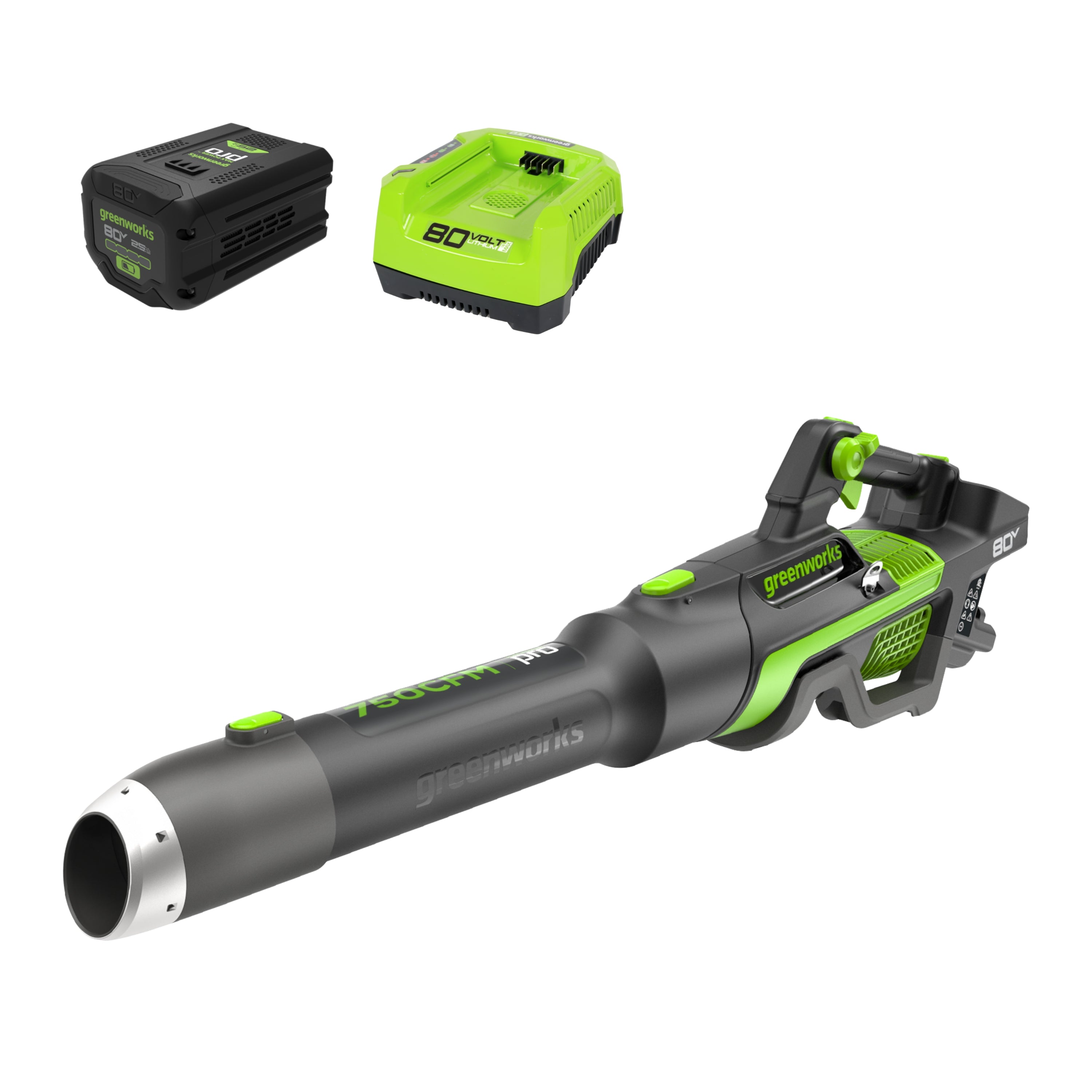OPEN BOX 80V 750CFM Cordless Battery Leaf Blower: 2.5 Ah Battery and Charger