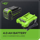40V 12" Cordless Battery Snow Shovel: 4.0 Ah Battery and Charger
