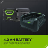 60V 18" Cordless Battery 2.0 kW Chainsaw and 24V 6" Pruner Saw, (1) 4.0 Ah Battery: (1) 2.0 Ah Battery and (2) Chargers