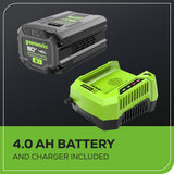 80V 21" Cordless Battery Self-Propelled Mower and Blower: 4.0 Ah Battery and Rapid Charger