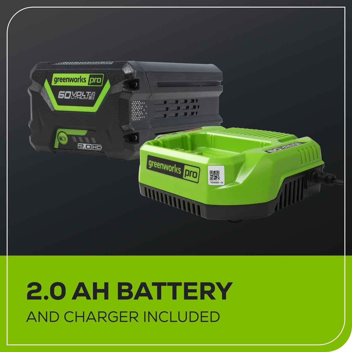 60V 8" Brushless Cordless Battery Edger: 2.0 Ah Battery and 3A Charger